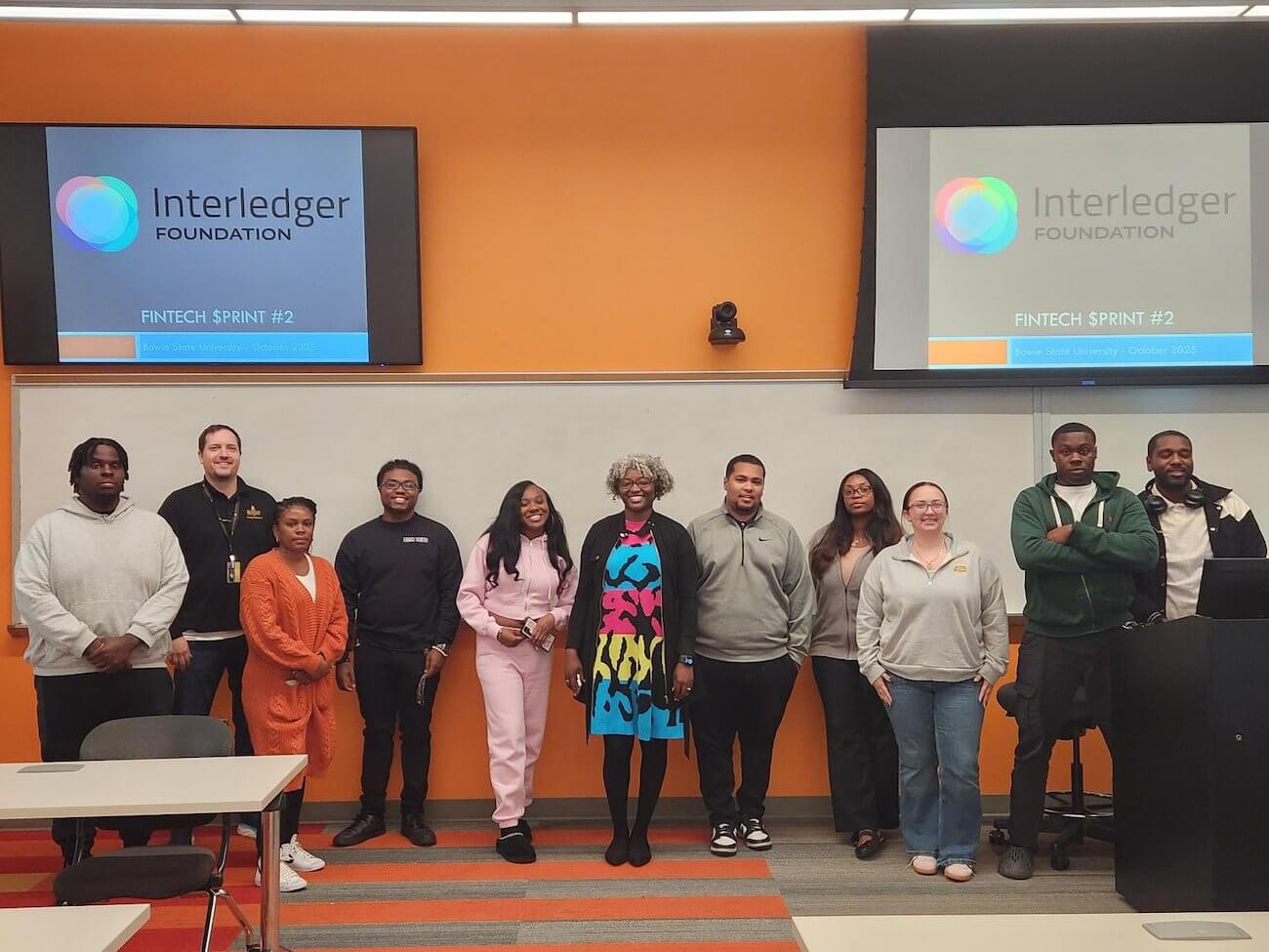 Group photo of students and participants at an Interledger Foundation Fintech Sprint.