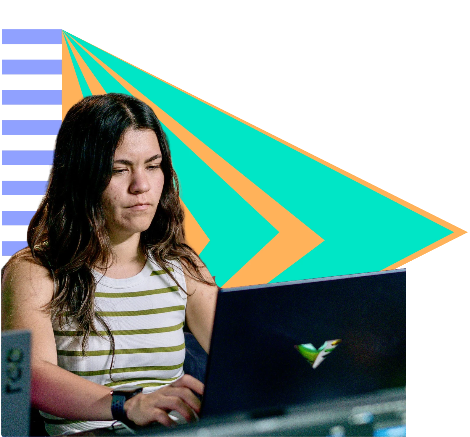 A participant coding at a laptop during an Interledger hackathon